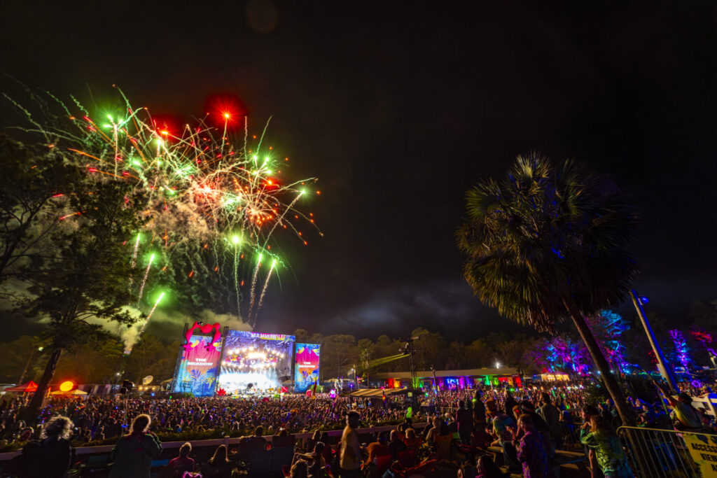 wide angle shot of the big shebang at hulaween in 2024 by patrick hughes